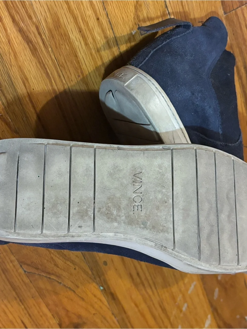 Vince Navy Suede High-Top Slip-On Sneakers Celine Prada Gucci 9 platform shoes